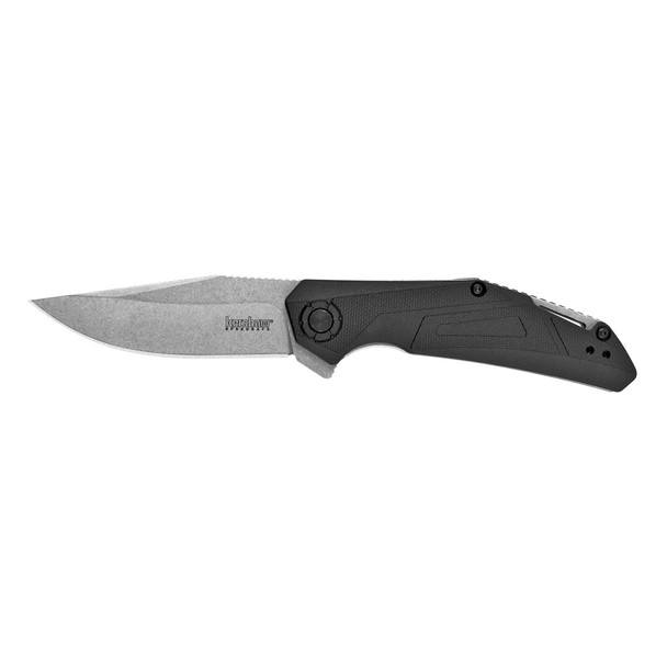 Kershaw Camshaft, 3" Folding Knife/Assisted, Clip Point, Plain Edge, 4CR13 Stonewashed, Black Glass-Filled Nylon Handle 1370