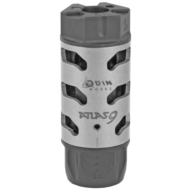 Odin Works Atlas 9, Muzzle Brake, 9MM, 1/2-28 Threaded, Stainless Steel MB-ATLAS-9-28