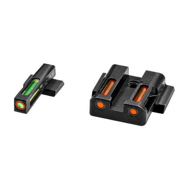 Hi-Viz LiteWave H3 Tritium/Litepipe Night Sights, Fits M&P Fullsize And Compact In All Calibers, Green Front w/White Front Ring, Orange Rear MPN421