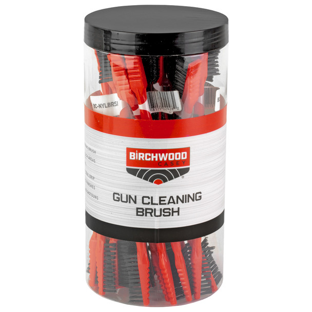 Birchwood Casey Dual End Cleaning Brushes, Double End Nylon, Ergonomic Handle Design, Red, 25 Pieces BC-NYLBRSH-25PK