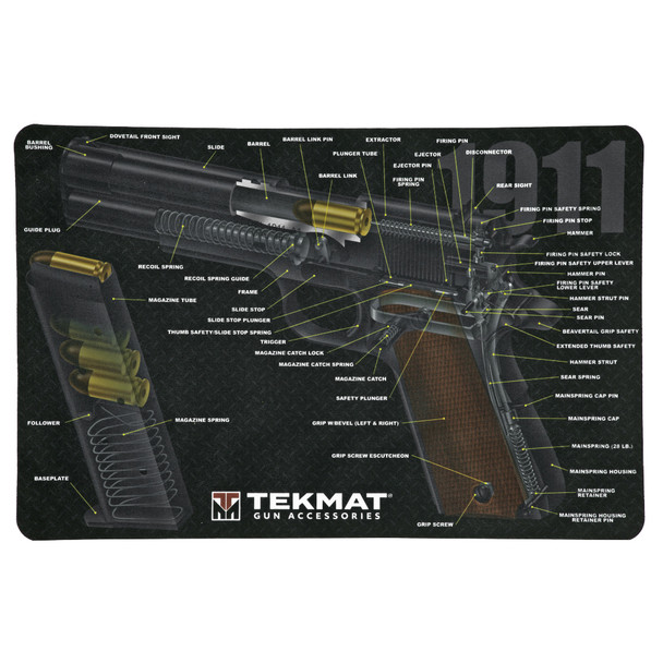 TekMat 1911 Pistol Mat, 3D Cut Away, 11"x17", Black, Includes Small Microfiber TekTowel, Packed in Tube TEK-R17-1911-CA