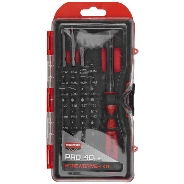 Birchwood Casey Deluxe Screwdriver Set, 84 Piece Kit, Red Handle BC-DLXSDS