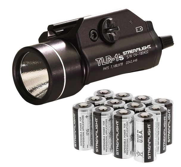 STREAMLIGHT TLR-1s LED Rail Mounted With Strobe Black Flashlight With Lithium Batteries 12-Pack (69210-85177-BUNDLE)