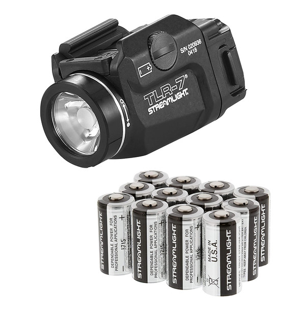 STREAMLIGHT TLR-7 With Rail Locating Keys Weapon Light With Lithium Batteries 12-Pack (69420-85177-BUNDLE)