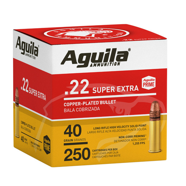 AGUILA Super Extra .22LR 40Gr Copper-Plated Solid Point 250rd Box Ammo (1B221100)