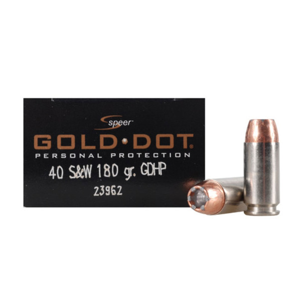 CCI Speer Gold Dot 40 S&W 180 Grain Hollow Point Ammo, 20 Round Box (23962)