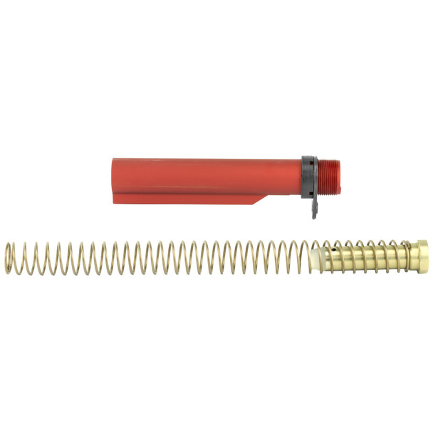 LBE Unlimited AR15 Milspec Buffer Tube Kit, Buffer Tube, Recoil Spring, Castle Nut, Receiver End Plate, Recoil Buffer, Red MILBUFKT-RED