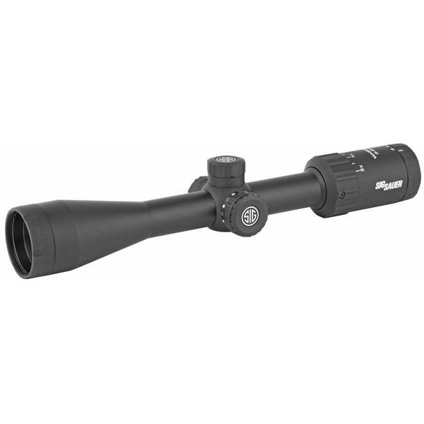 Sig Sauer Whiskey3 Rifle Scope, 3-9X40mm, 1 IN, Hellfire Quadplex Illuminated Reticle, 0.25 MOA Adjustments, Black SOW33206