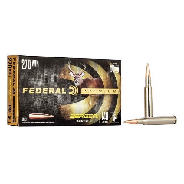 FEDERAL Premium .270 Win 140Gr Berger Hybrid Hunter 20rd Box Ammo (P270BCH1)