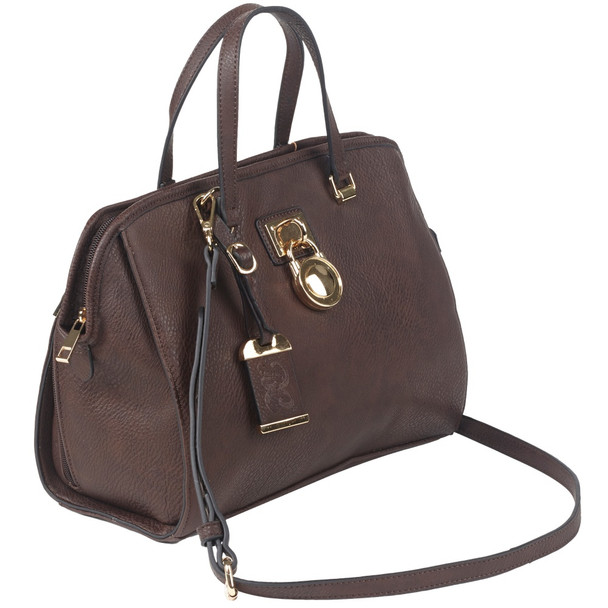 BULLDOG CASES Satchel Style Chocolate Brown Purse With Holster (BDP-028)