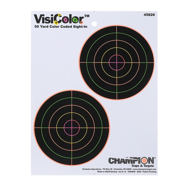CHAMPION TARGETS Visicolor 5" Double Bull Target 10/Pk, Card (45826)