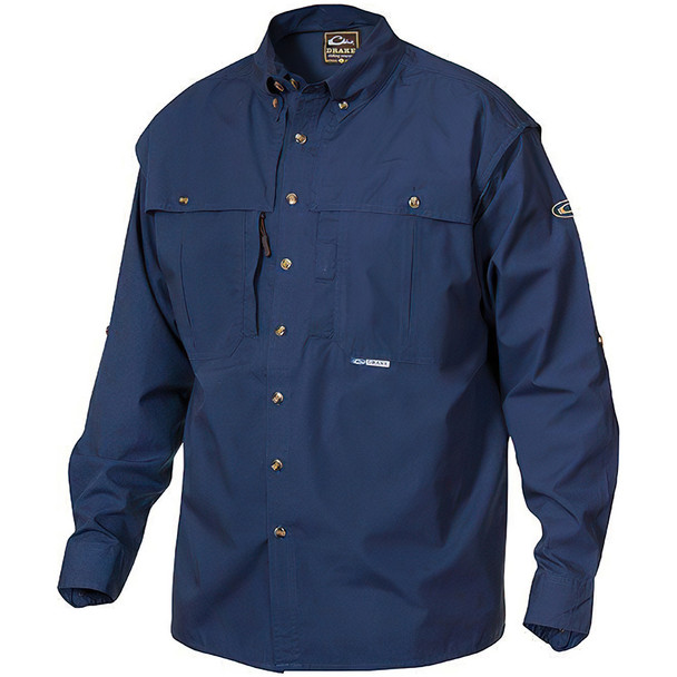 DRAKE Cotton Wingshooter's Navy L/S Shirt with Staycool Fabric (DS1101-NVY)