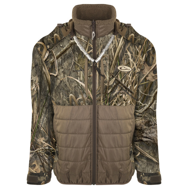 DRAKE LST Guardian Flex Double Down Eqwader Full Zip with Hood Mossy Oak Blades Habitat Jacket (DW7340-022)