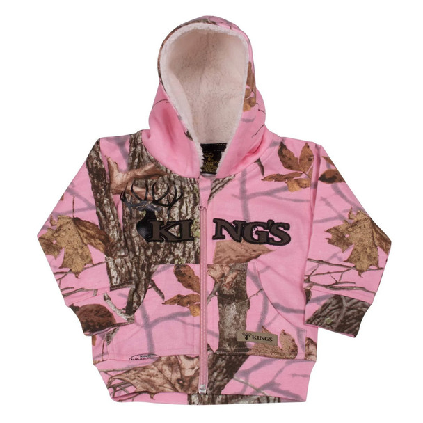 KINGS CAMO Toddler Sherpa Zip Woodland Pink Hoodie (KCT925-WP)