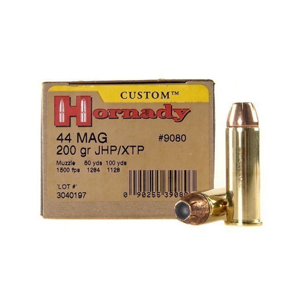 HORNADY Custom Pistol 44 Mag. 200 Grain XTP Ammo, 20 Round Box (9080)