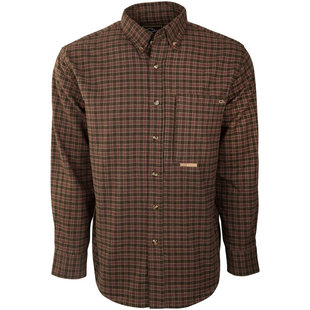 DRAKE Autumn Brushed Twill Green/Red L/S Shirt (DS2180-GRP)