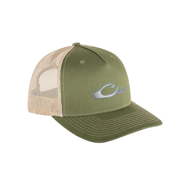 DRAKE 5-Panel Army Olive/Tan Slick Logo Cap (DH4030-AOT)