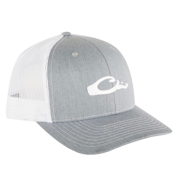 DRAKE 6-Panel Heather Gray/White Slick Logo Cap (DH4050-HGW)