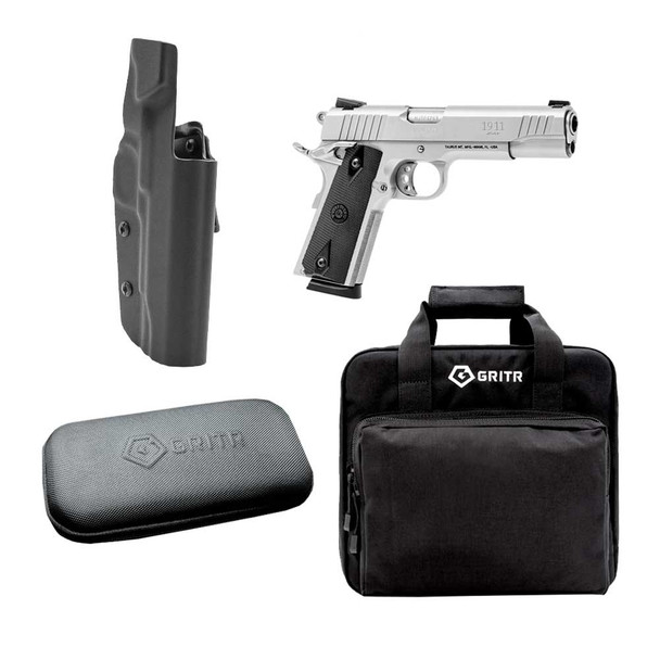 Taurus PT1911 Full Size 45ACP 8Rd Pistol with Gritr 1911 IWB Left Hand Holster, Gritr Multi-Caliber Cleaning Kit and Gritr Soft Pistol Case