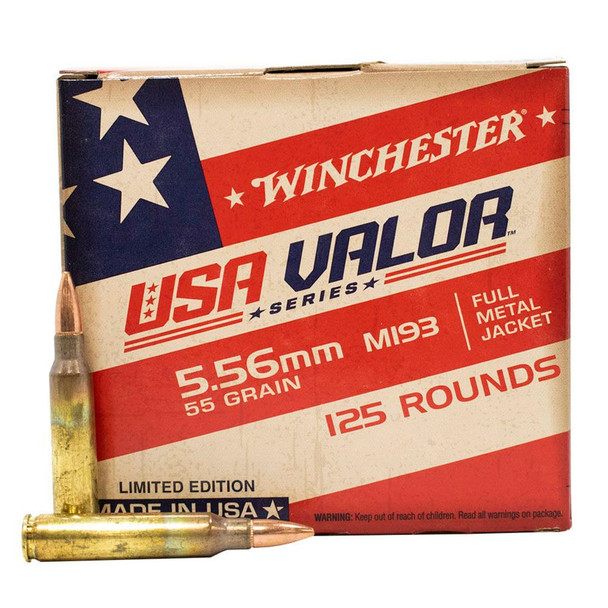 WINCHESTER AMMO USA Valor 5.56mm M193 55gr FMJ 125/Box Rifle Ammo (USA193125)