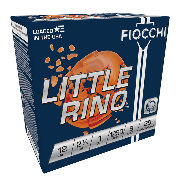 FIOCCHI Little Rino 12Ga 2.75in #8 Lead 25rd/Box Shotshell (12TX8)
