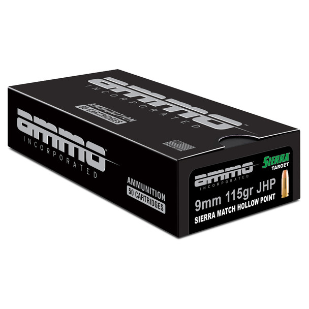 Ammo Inc Signature, 9MM, 115 Grain, Sierra Match Jacketed Hollow Point, 50 Round Box 9115JHP-SRR50