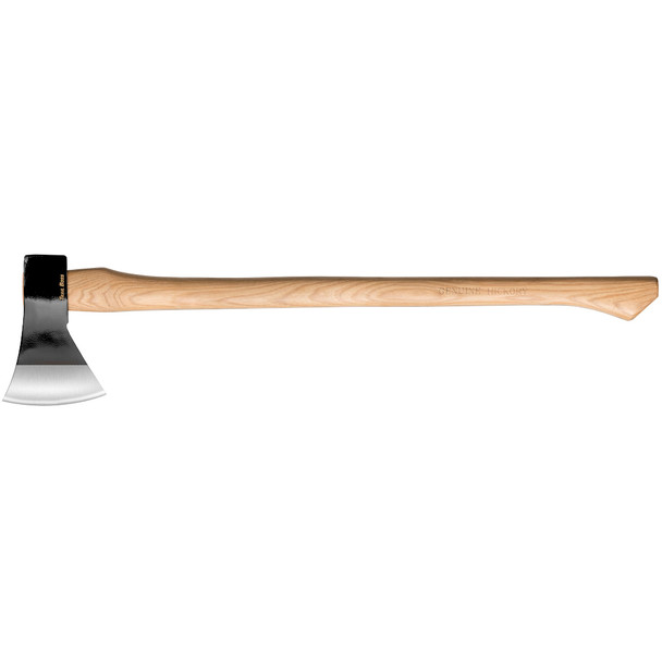 Cold Steel Trail Boss, Axe, Black and Silver, Plain Edge, 1055 Carbon, 27" Natural Wood Handle CS-90TA