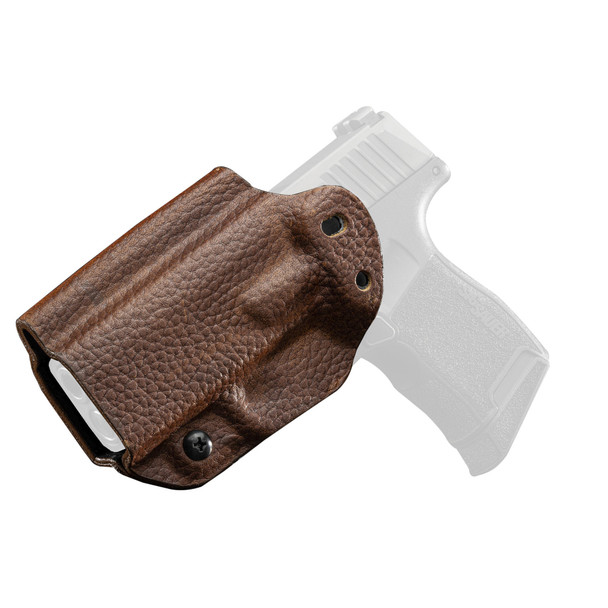 Mission First Tactical Hybrid Holster, Inside Waistband Holster, Ambidextrous, Fits Sig P365, Kydex with Leather Shell, Includes 1.5" Belt Attachment, Brown H3-SIG-1-BR1