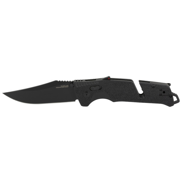 SOG Knives & Tools Trident AT, Folding Knife, 3.7" Straight Clip Point, Black Handle, D2 Steel, Titanium Nitride Finish, Black SOG-11-12-05-41