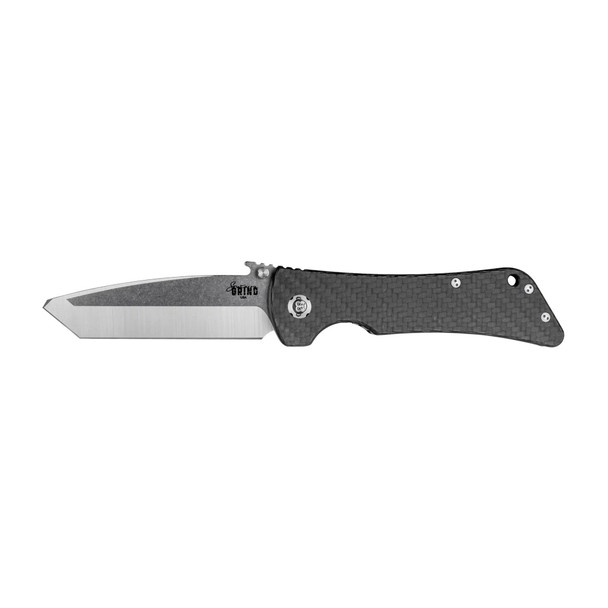 Zac Brown's Southern Grind Bad Monkey, Folding Knife, 4" Drop Point, Black Carbone Fiber Handle, 14C-28N Stainless Steel, Satin Blade, Silver SG02050008