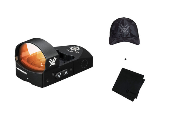 VORTEX Venom 6 MOA Red Dot Sight with Logo Black Camo Hat and Microfiber Cleaning Cloth