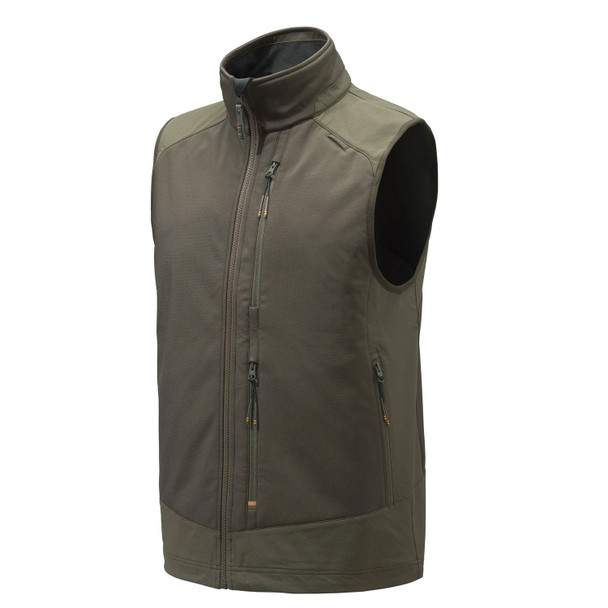 BERETTA Men's Butte Brown Bark and Green Moss Softshell Vest (GU804T211408C1)