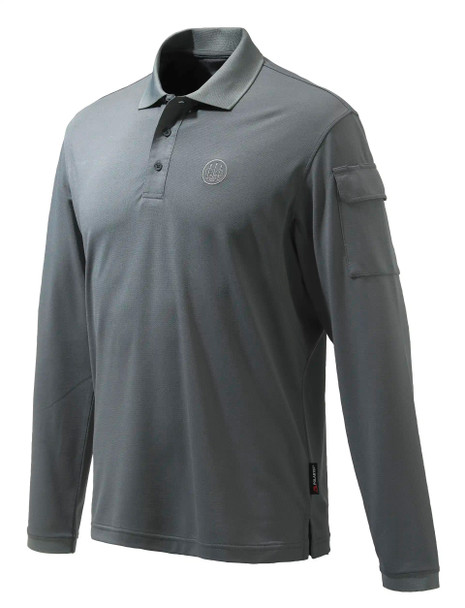 BERETTA Men's Miller Long Sleeve Smoked Pearl Polo Shirt (MP025T2012094C)