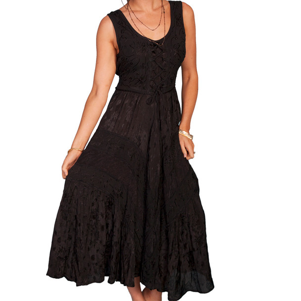 SCULLY Womens Honey Creek Black Rayon Full Length Dress (HC118-BLK)