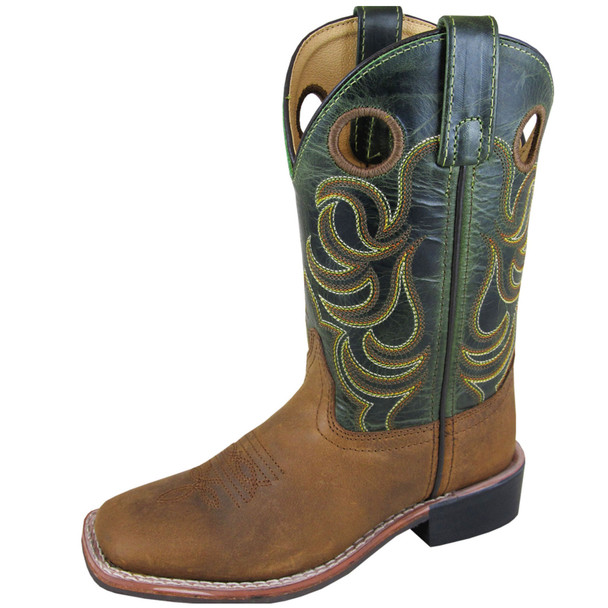 SMOKY MOUNTAIN BOOTS Kids Jesse Western Brown Distress/Green Crackle Boots (3667)