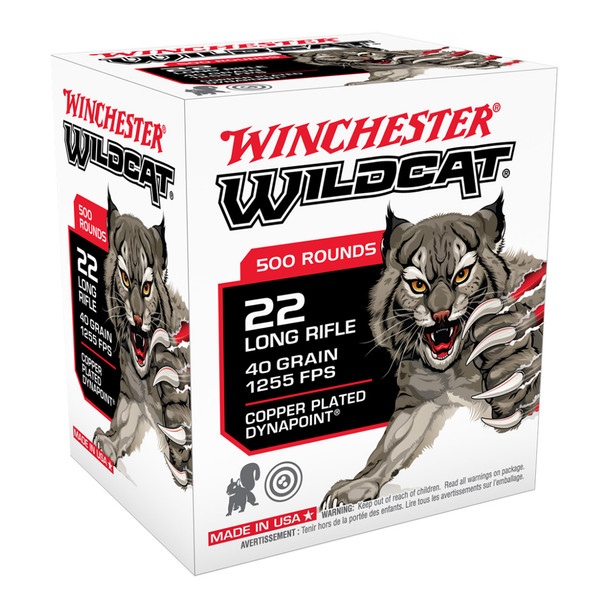 WINCHESTER AMMO Wildcat .22LR 40 Grain CP DynaPoint 500rd Rimfire Ammo (WW22LRB)