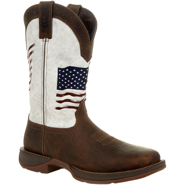 DURANGO Distressed Flag Bay Brown And White Western Boots (DDB0312)