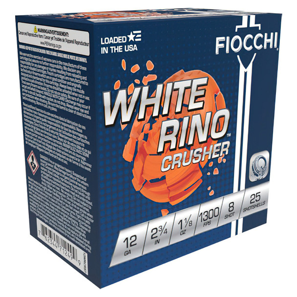 FIOCCHI White Rino Crusher 12 Gauge 2.75in 1-1/8 oz 8 Bx/10 Cs Ammo (12WRCRS8)