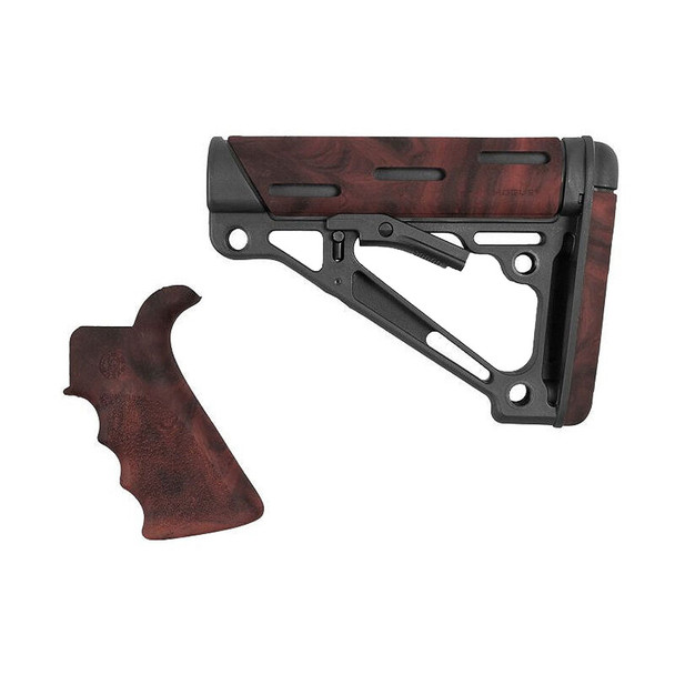 HOGUE AR-15/M-16 OverMolded Red Lava Beavertail Grip and Mil-Spec Compatible Collapsible Buttstock Kit (15456)