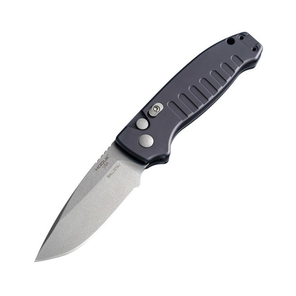 HOGUE Ballista-I 3.5in Drop Point Tumbled Finish Matte Black Auto Folding Knife (64136)