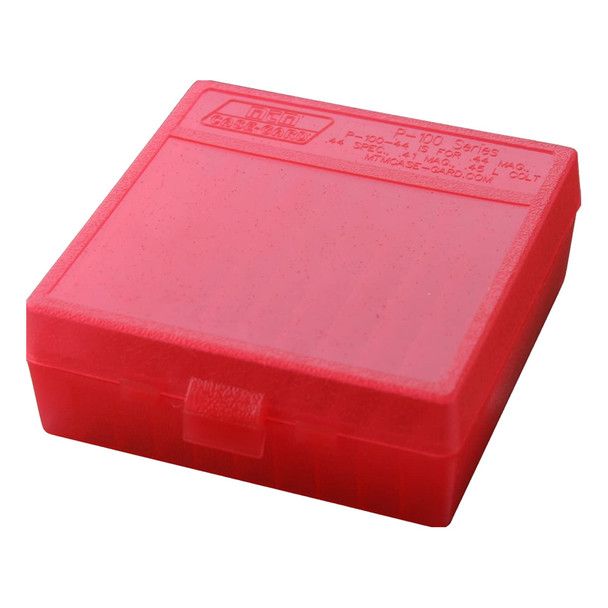 MTM Flip-Top 41 44 45 LC 100 Round Clear Red Ammo Box (P-100-44-29)