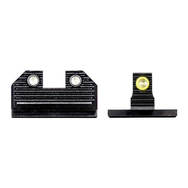 NIGHT FISION Optics Ready Stealth For Springfield Hellcat OSP/XD-S With 507k Yellow Front Ring / Black Rear Rings Night Sight Set (SPR-229-248-268-YGZG)