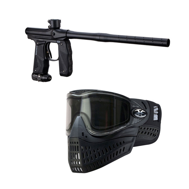 EMPIRE Mini GS Dust Black 2-Piece Barrel Paintball Marker With E-Flex Black Thermal Goggle