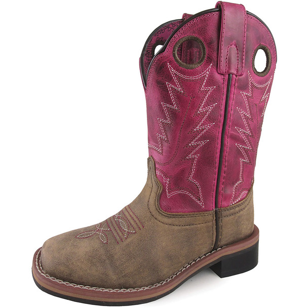 SMOKY MOUNTAIN BOOTS Youth Girls Tracie Brown/Burnt Apple Leather Cowboy Boots (3920Y)