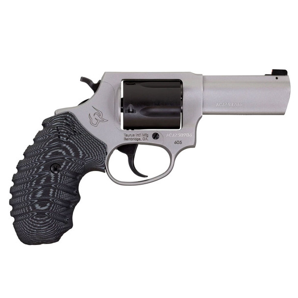 TAURUS Defender 605 357 Mag/38 Special +P 3in 5rd Matte Stainless/Matte Black Revolver with VZ Grips (2-60535NSVZ)