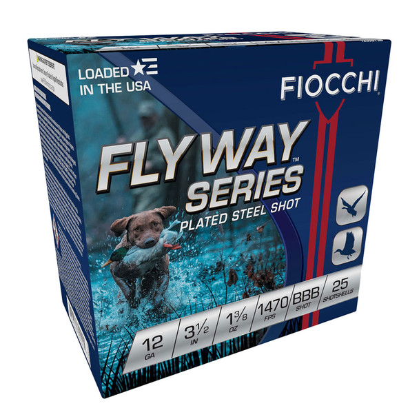 FIOCCHI Flyway 12Ga 3.5in #BBB Plated Steel 25rd/Box Shotshell (1235ST3B)