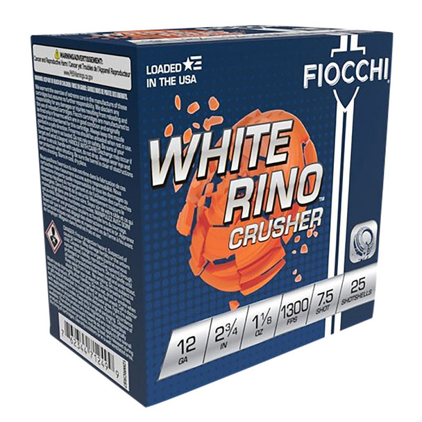 FIOCCHI White Rino Crusher 12Ga 2.75in #7.5 Lead 25rd/Box Shotshell (12WRCRS7)
