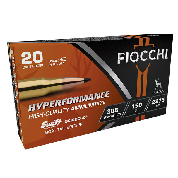 FIOCCHI Hyperformance .308 Winchester 150gr Swift Scirocco 20rd/Box Rifle Ammo (308SCA)