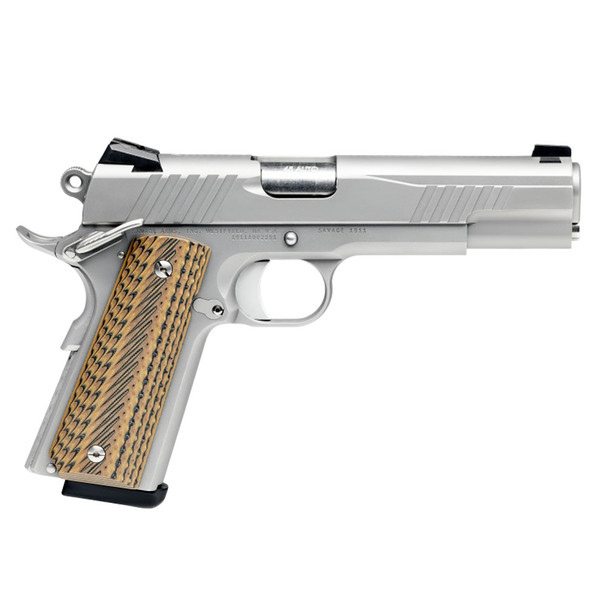 SAVAGE 1911 Gov't .45 Auto 5in 2x 8rds Mags G10 Hyena Brown Grips Stainless Semi-Auto Pistol (67202)