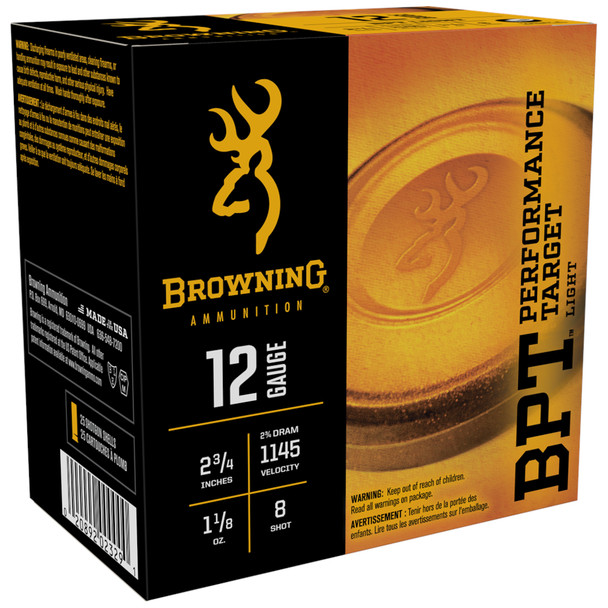 BROWNING BPT 12Ga 2.75in 1-1/8 oz 8 Shotshell Ammo (B193611228)